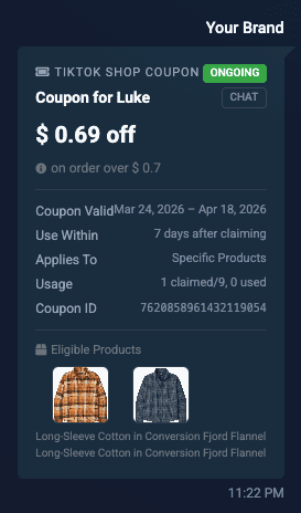 SmartReply Coupon Card