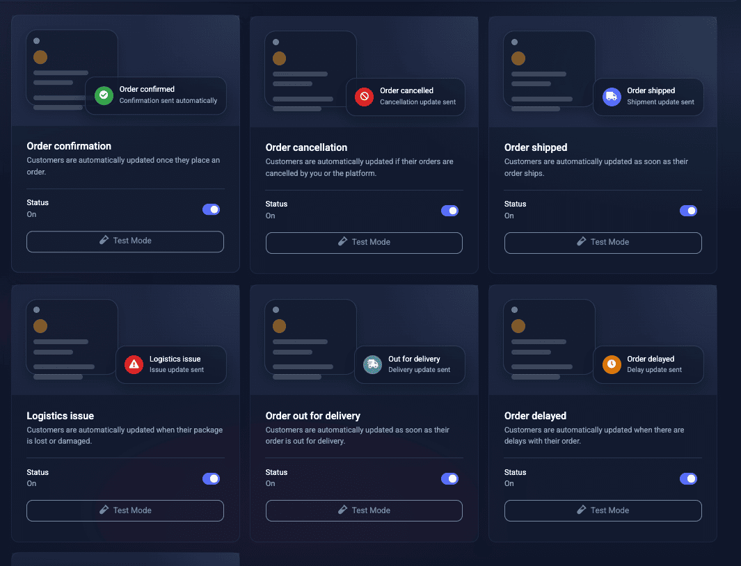 SmartReply automatic order updates screenshot
